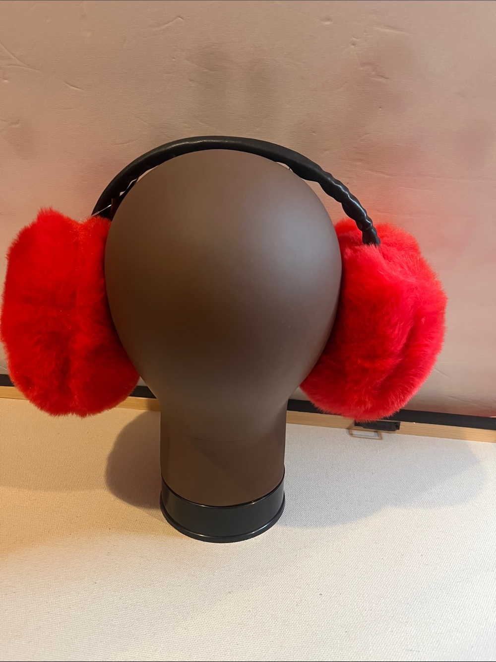 Red Or Beige Faux Fur Earmuffs Pick One - Picture 4 of 10